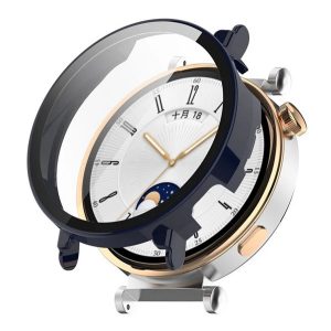 Műanyag keret (BUMPER, ütésállóság + kijelzővédő üveg) SÖTÉTKÉK Huawei Watch GT 4 41mm