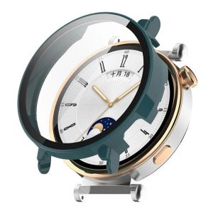 Műanyag keret (BUMPER, ütésállóság + kijelzővédő üveg) SÖTÉTZÖLD Huawei Watch GT 4 41mm