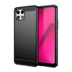   Szilikon telefonvédő (ütésállóság, légpárnás sarok, szálcsiszolt, karbon minta) FEKETE T Phone 2 5G