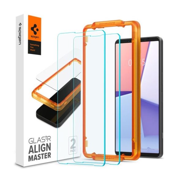 SPIGEN ALM FC képernyővédő üveg 2db (2.5D, extra karcálló, 9H, ultravékony, színkiemelés) ÁTLÁTSZÓ Sony Xperia 1 VI