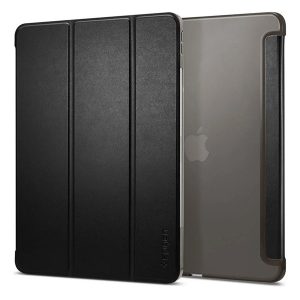 SPIGEN SMART FOLD tok álló, bőr hatású (aktív FLIP, oldalra nyíló, TRIFOLD, asztali tartó) FEKETE Apple IPAD Pro 11 (2024)