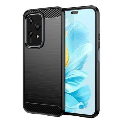   Szilikon telefonvédő (ütésállóság, légpárnás sarok, szálcsiszolt, karbon minta) FEKETE Honor 200 Lite