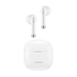   USAMS ID25 bluetooth fülhallgató SZTEREO (v5.3, TWS, zajszűrő + töltőtok) FEHÉR