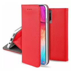   Tok álló, bőr hatású (FLIP, oldalra nyíló, asztali tartó, rombusz) PIROS Xiaomi Redmi 13