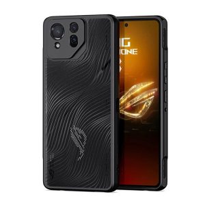 DUX DUCIS AIMO műanyag telefonvédő (ütésállóság, szilikon keret, kameravédő, matt, hullám) FEKETE Asus ROG Phone 8 Pro