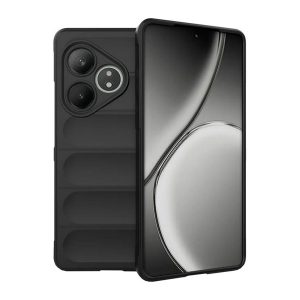 Szilikon telefonvédő (ütésállóság, kameravédő, 3D) FEKETE Realme GT 6 5G, GT 6T 5G