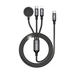   AWEI töltőkábel 3in1 (Type-C - lightning/Type-C, Apple Watch töltő, 100W, wireless, gyorstöltő, 120cm) FEKETE