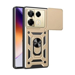 Defender műanyag telefonvédő (ütésállóság, szilikon belső, tartógyűrű, kameravédő) ARANY Infinix Note 40 Pro 4G (X6850)