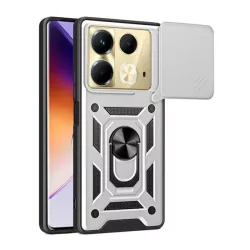   Defender műanyag telefonvédő (ütésállóság, szilikon belső, tartógyűrű, kameravédő) EZÜST Infinix Note 40 (X6853)