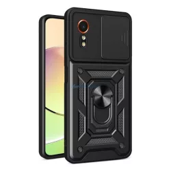   Defender szilikon telefonvédő (ütésállóság, tartógyűrű, kameravédő) FEKETE Samsung Galaxy Xcover 7 (SM-G556)