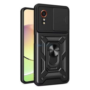 Defender szilikon telefonvédő (ütésállóság, tartógyűrű, kameravédő) FEKETE Samsung Galaxy Xcover 7 (SM-G556)