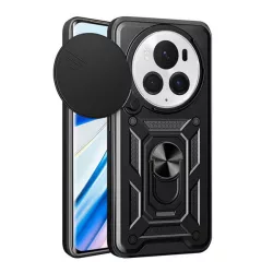   Defender műanyag telefonvédő (ütésállóság, szilikon belső, tartógyűrű, kameravédő) FEKETE Honor Magic6 Pro 5G