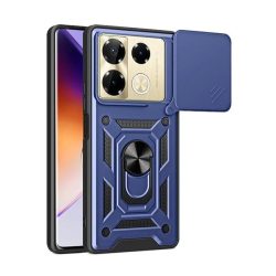   Defender műanyag telefonvédő (ütésállóság, szilikon belső, tartógyűrű, kameravédő) SÖTÉTKÉK Infinix Note 40 Pro 4G (X6850)