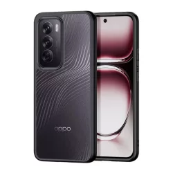   DUX DUCIS AIMO műanyag telefonvédő (ütésállóság, szilikon keret, kameravédő, matt, hullám) FEKETE Oppo Reno 12 5G