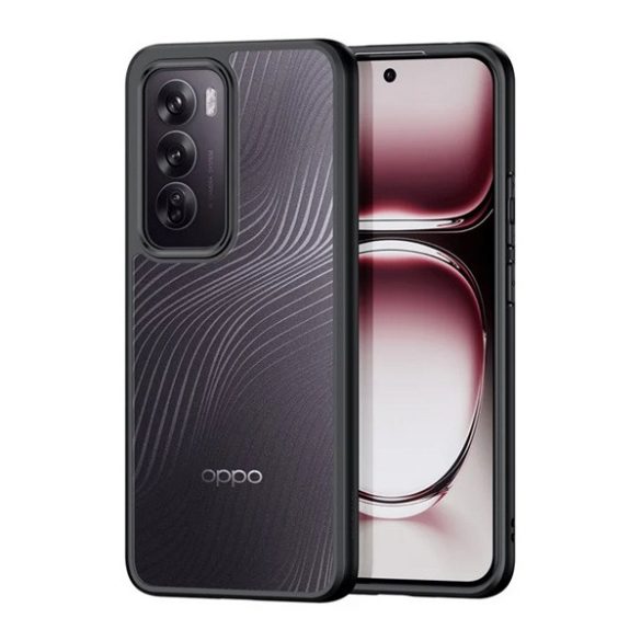 DUX DUCIS AIMO műanyag telefonvédő (ütésállóság, szilikon keret, kameravédő, matt, hullám) FEKETE Oppo Reno 12 5G