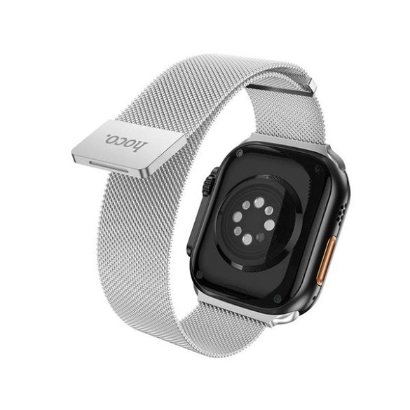 HOCO AS101 pótszíj (egyedi méret, kicsi, fém, milánói szíj, mágneses) EZÜST Apple Watch Series 9 41mm, Watch Series 8 41mm, Watch Series 7 41mm