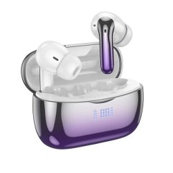   HOCO EQ16 bluetooth fülhallgató SZTEREO (v5.3, TWS, mikrofon, LED kijelző, aktív zajszűrő + töltőtok) FEKETE/LILA