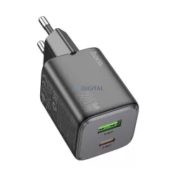   HOCO N41 hálózati töltő USB+Type-C aljzat (20W, GaN, PD gyorstöltő 3.0) FEKETE