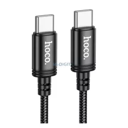   HOCO X91 adatkábel (Type-C - Type-C, 3A, 60W, PD gyorstöltő, 300cm, cipőfűző) FEKETE