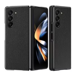   Műanyag telefonvédő (bőr hatású bevonat) FEKETE Samsung Galaxy Z Fold6 5G (SM-F956)