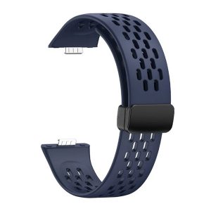 Pótszíj (egyedi méret, szilikon, lyukacsos, légáteresztő) SÖTÉTKÉK Huawei Watch Fit 3