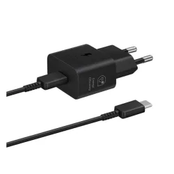   SAMSUNG hálózati töltő Type-C aljzat (25W, GaN, PD gyorstöltő + Type-C kábel) FEKETE