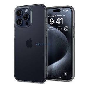 SPIGEN CRYSTAL FLEX szilikon telefonvédő (ütésállóság, légpárnás sarok) SÖTÉTSZÜRKE Apple iPhone 15 Pro Max