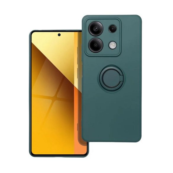 Szilikon telefonvédő (tartógyűrű, mikrofiber plüss belső, mágneses, kameravédő) SÖTÉTZÖLD Xiaomi Redmi Note 13 5G