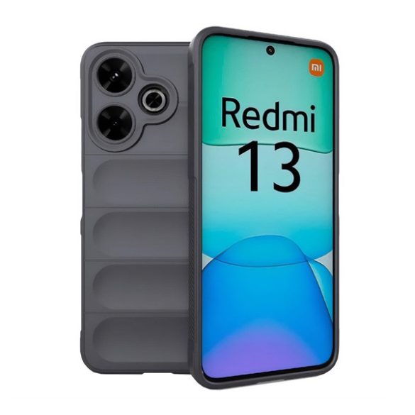 Szilikon telefonvédő (ütésállóság, kameravédő, 3D) SÖTÉTSZÜRKE Xiaomi Redmi 13