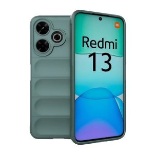 Szilikon telefonvédő (ütésállóság, kameravédő, 3D) SÖTÉTZÖLD Xiaomi Redmi 13