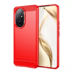   Szilikon telefonvédő (ütésállóság, légpárnás sarok, szálcsiszolt, karbon minta) PIROS Honor 200