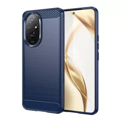   Szilikon telefonvédő (ütésállóság, légpárnás sarok, szálcsiszolt, karbon minta) SÖTÉTKÉK Honor 200