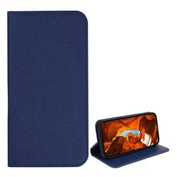   Tok álló, bőr hatású (FLIP, oldalra nyíló, asztali tartó, kártyazseb, textil hatás) SÖTÉTKÉK T Phone 2 Pro 5G