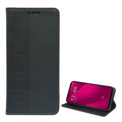   Tok álló, bőr hatású (FLIP, oldalra nyíló, asztali tartó, lóhere) FEKETE T Phone 2 Pro 5G