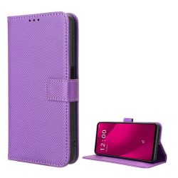   Tok álló, bőr hatású (FLIP, oldalra nyíló, asztali tartó, rombusz + kézpánt) LILA T Phone 2 Pro 5G