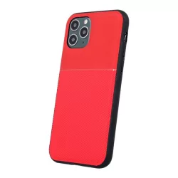   Műanyag telefonvédő (szilikon keret, ütésállóság, mágneses, bőr hatású hátlap, csíkos) PIROS Apple iPhone 16 Plus