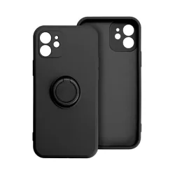   Szilikon telefonvédő (tartógyűrű, mikrofiber plüss belső, mágneses, kameravédő) FEKETE Apple iPhone 16 Plus