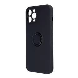   Szilikon telefonvédő (tartógyűrű, mikrofiber plüss belső, mágneses, kameravédő) FEKETE Apple iPhone 16 Pro Max