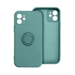   Szilikon telefonvédő (tartógyűrű, mikrofiber plüss belső, mágneses, kameravédő) SÖTÉTZÖLD Apple iPhone 16 Plus