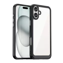   Szilikon telefonvédő (ütésállóság, átlátszó hátlap) FEKETE Apple iPhone 16 Plus