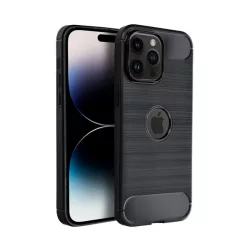   Szilikon telefonvédő (ütésállóság, légpárnás sarok, szálcsiszolt, karbon minta) FEKETE Apple iPhone 16 Plus