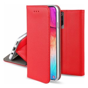 Tok álló, bőr hatású (FLIP, oldalra nyíló, asztali tartó, rombusz) PIROS Apple iPhone 16 Plus
