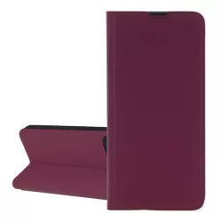   Tok álló, bőr hatású (FLIP, szilikon belső, oldalra nyíló, asztali tartó, kártyazseb) BORDÓ Apple iPhone 16 Pro Max