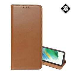   Tok álló, valódi bőr (FLIP, oldalra nyíló, asztali tartó) BARNA Apple iPhone 16 Pro