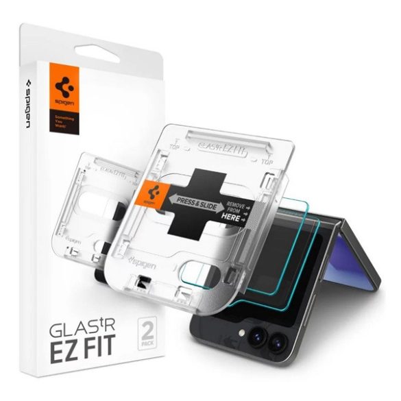 SPIGEN EZ FIT képernyővédő üveg 2db (2.5D, tokbarát, ultravékony, 0.2mm, 9H + segédkeret) ÁTLÁTSZÓ Samsung Galaxy Z Flip6 5G (SM-F741)