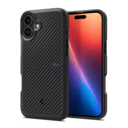   SPIGEN CORE ARMOR szilikon telefonvédő (ütésállóság, kameravédő, csíkos) FEKETE Apple iPhone 16 Plus