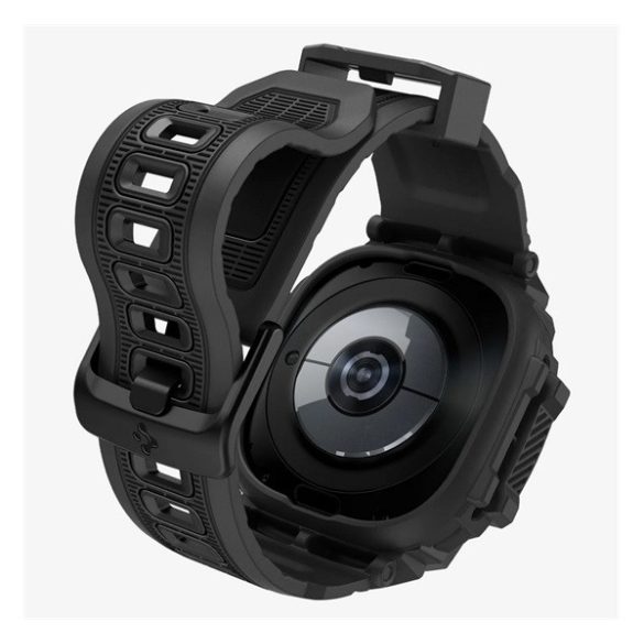 SPIGEN RUGGED ARMOR PRO pótszíj (egyedi méret, szilikon, ütésállóság + szilikon keret) FEKETE Samsung Galaxy Watch Ultra eSIM 47mm (SM-L705)