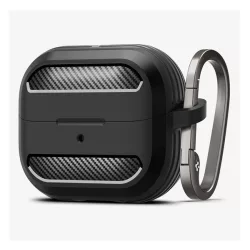   SPIGEN RUGGED ARMOR szilikon tok (ütésállóság, légpárnás sarok, karbon minta) FEKETE Galaxy Buds 3/Buds 3 Pro