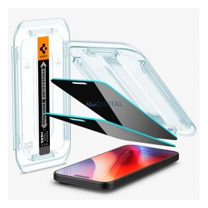 SPIGEN EZ FIT képernyővédő üveg 2db (2.5D, betekintés védelem, 0.2mm, 9H + segédkeret) ÁTLÁTSZÓ Apple iPhone 16 Pro Max