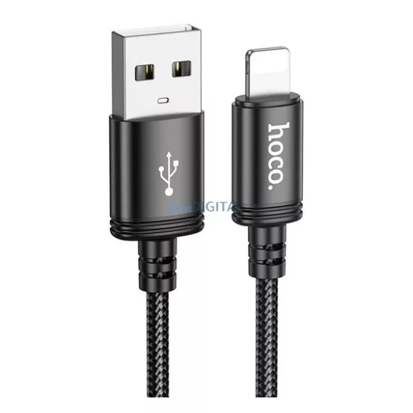 HOCO X91 adatkábel (USB - lightning, 2.4A, gyorstöltő, 300cm, cipőfűző) FEKETE Apple iPhone 5S, IPAD mini 2 , iPhone 6 Plus 5.5